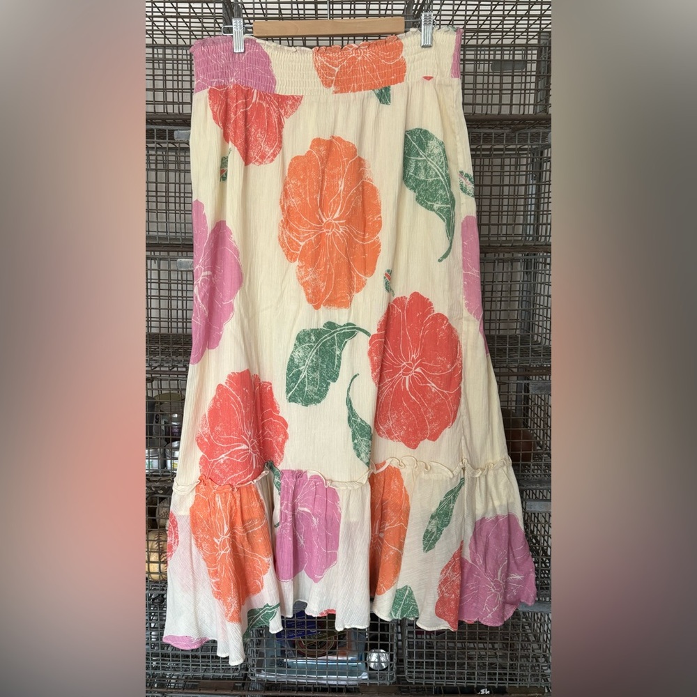 Anthropologie “Fei”gauze floral skirt SZ L